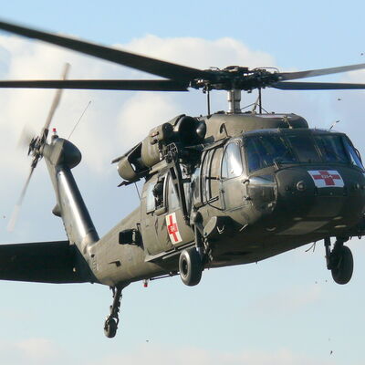 Eine Nahaufnahme eines Helikopters der US-Armee.