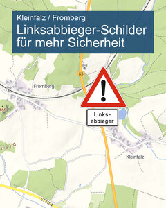Verkehrszeichen Gefahrstelle mit Zusatzzeichen Linksabbieger