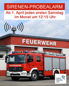 Sirenen-Probealarm jeden ersten Samstag im Monat um 12:15 Uhr