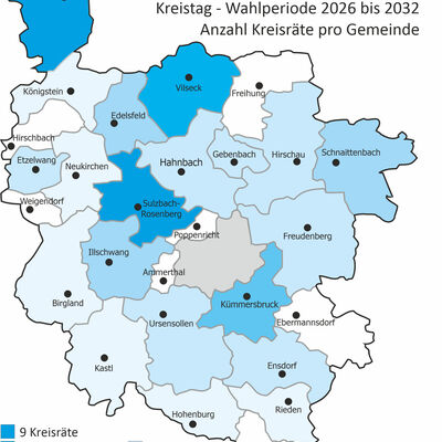 Kreistag 2026-2032 | Anzahl Kreisr&auml;te pro Gemeinde