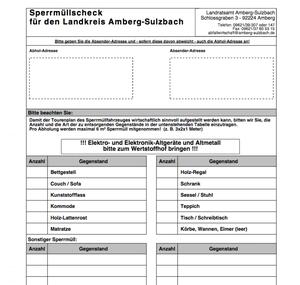 Sperrmüllscheck - Formular
