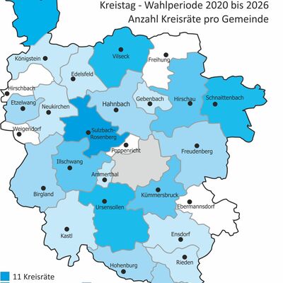 Kreistag 2020-2026 | Anzahl Kreisräte pro Gemeinde
